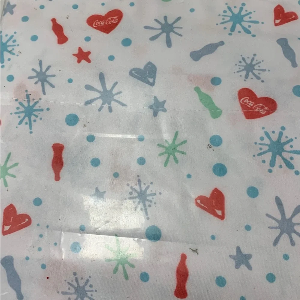 Coca-Cola king size 4-Pc Sheet Set NEW RARE.. Red Blue & Mint Coca Cola decor
